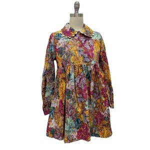 Women’s Floral Scalloped Collar Ballon Sleeve Mini Dress Kika Vargas Size S